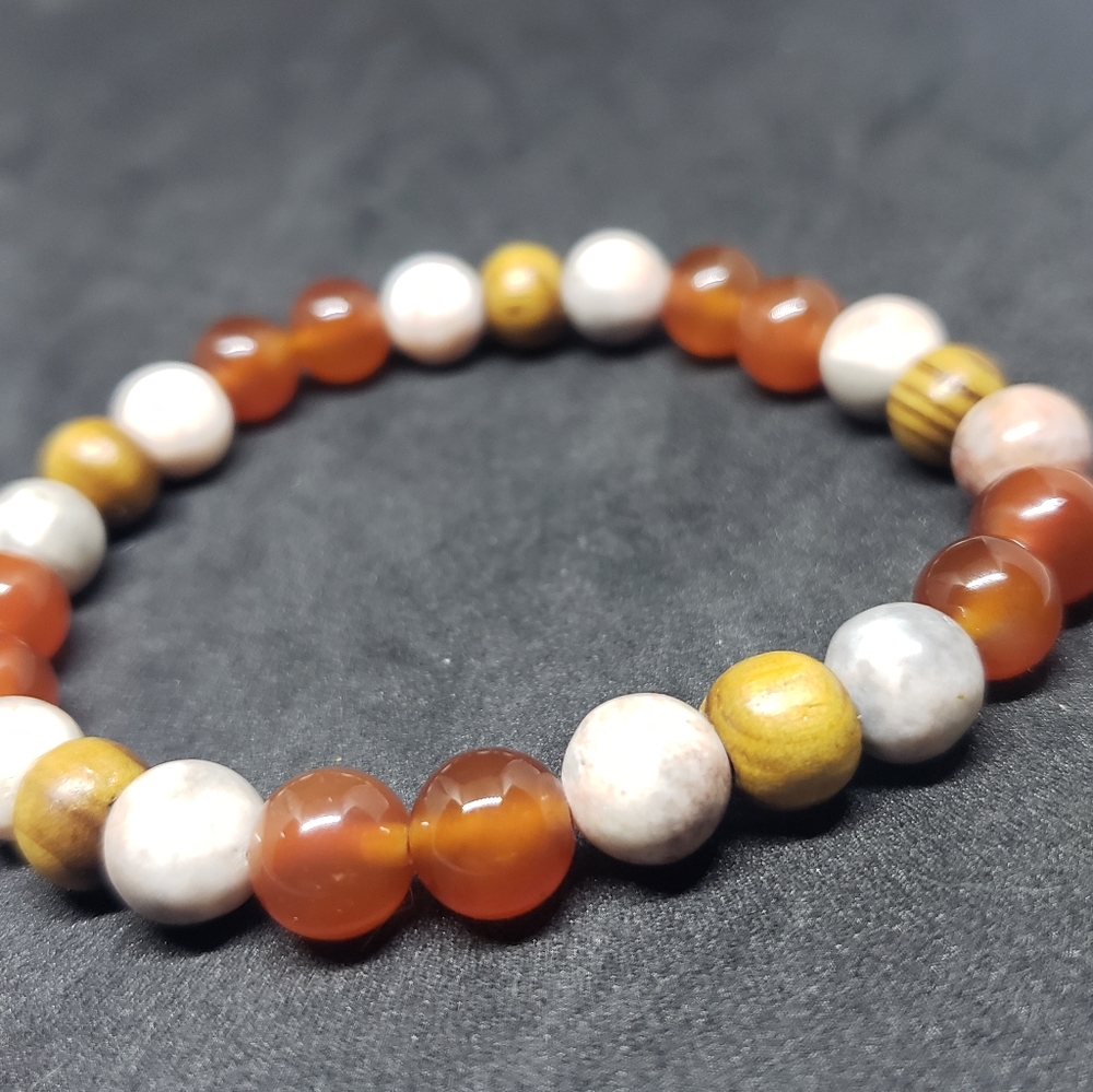 Jasper, sandalwood, and red agate healing bracelet